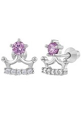 superb little princess crown infant screw back earrings 